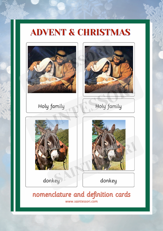 Advent and Christmas Catholic Montessori Nomenclature Cards