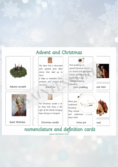Advent and Christmas Catholic Montessori Nomenclature Cards