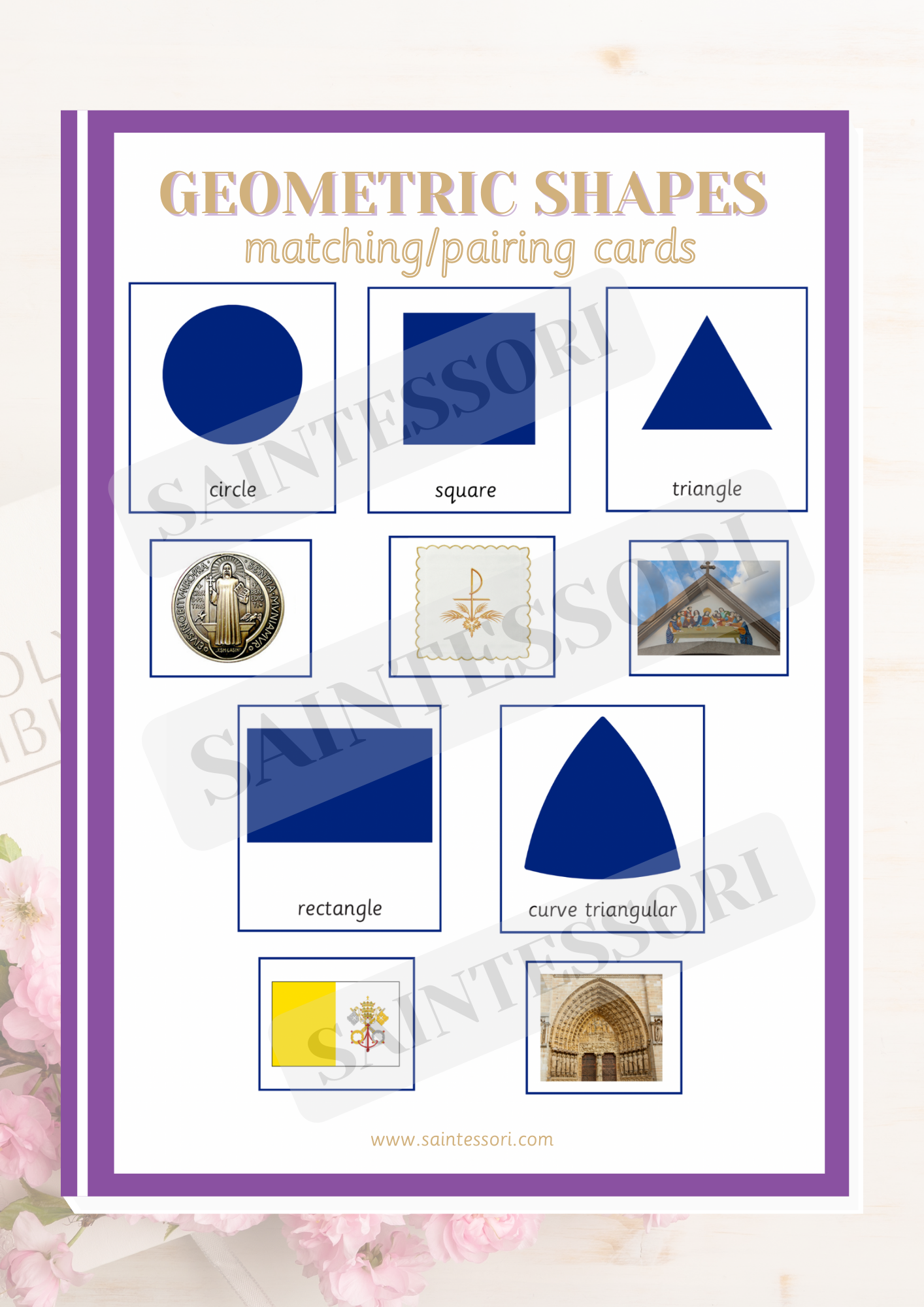 Geometric Shapes in the Catholic Church Montessori Cards