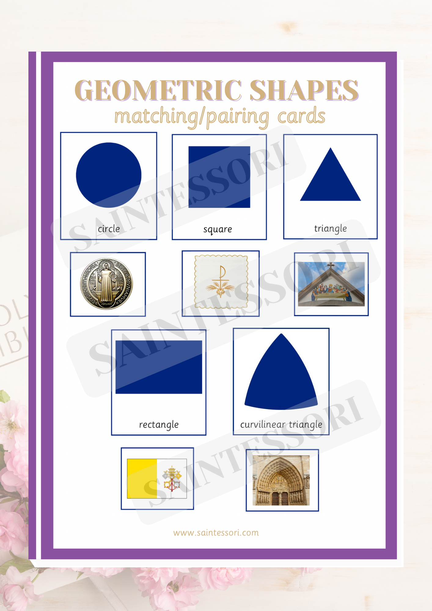 Geometric Shapes in the Catholic Church Montessori Cards