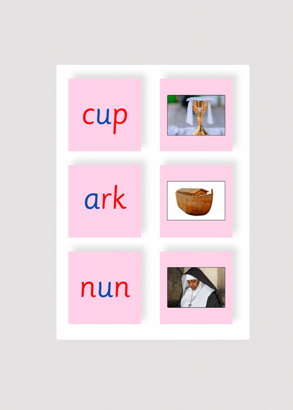 Pink Series Phonics Reading Catholic Cards