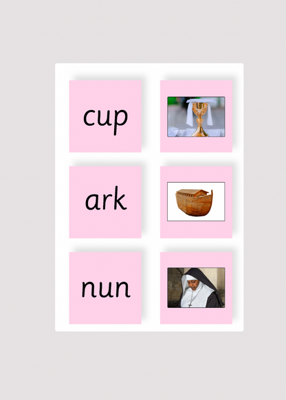 Pink Series Phonics Reading Catholic Cards