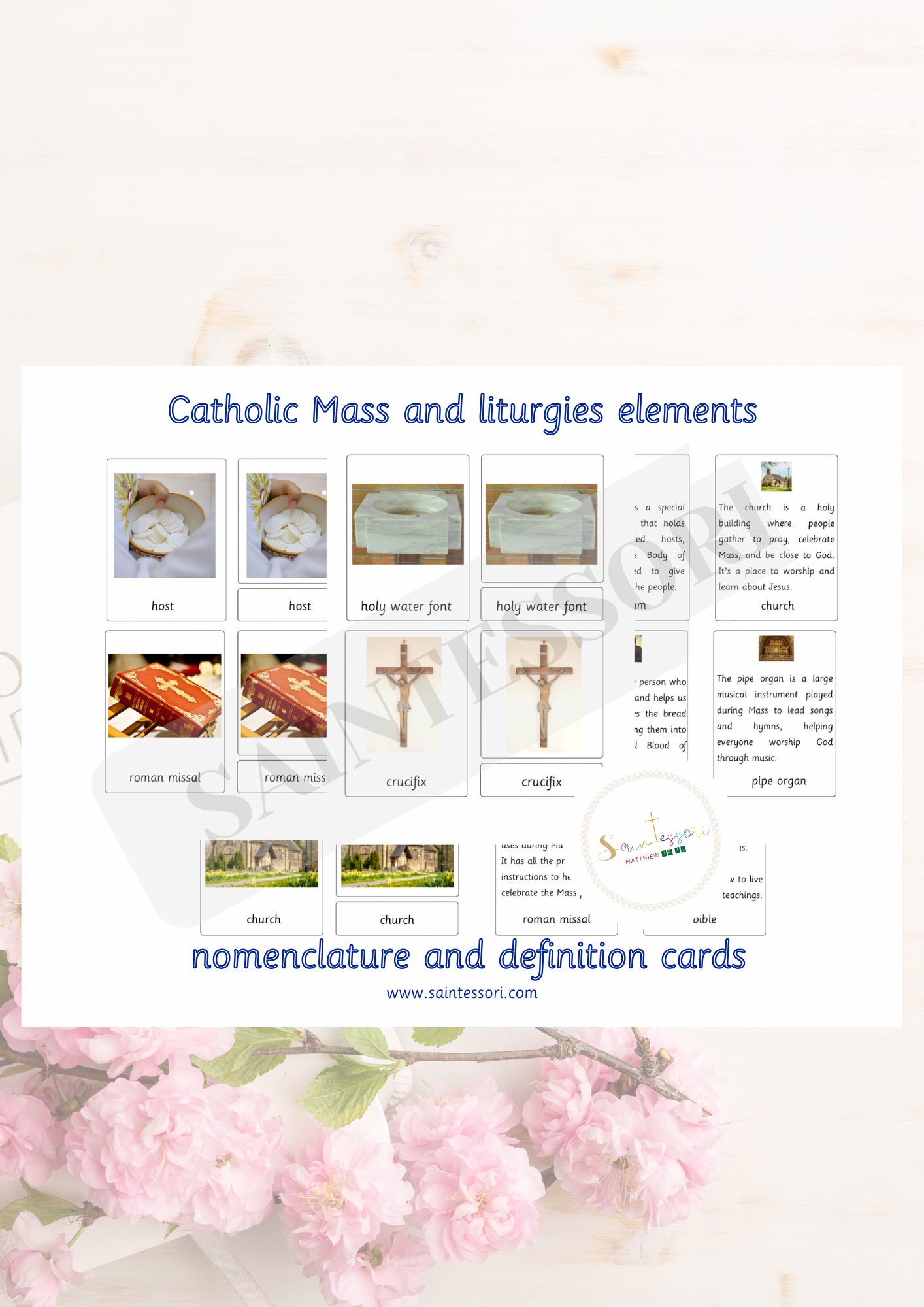 Catholic Mass And Liturgies Montessori Nomenclature Cards