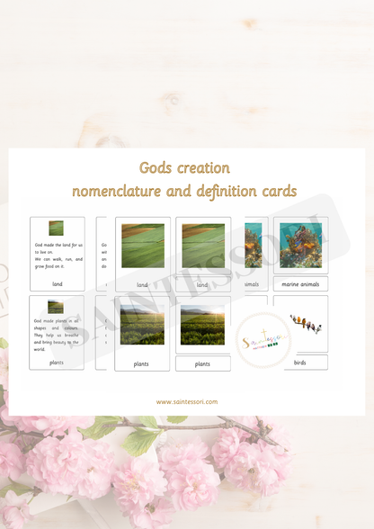 God's Creation Catholic Montessori Nomenclature Cards