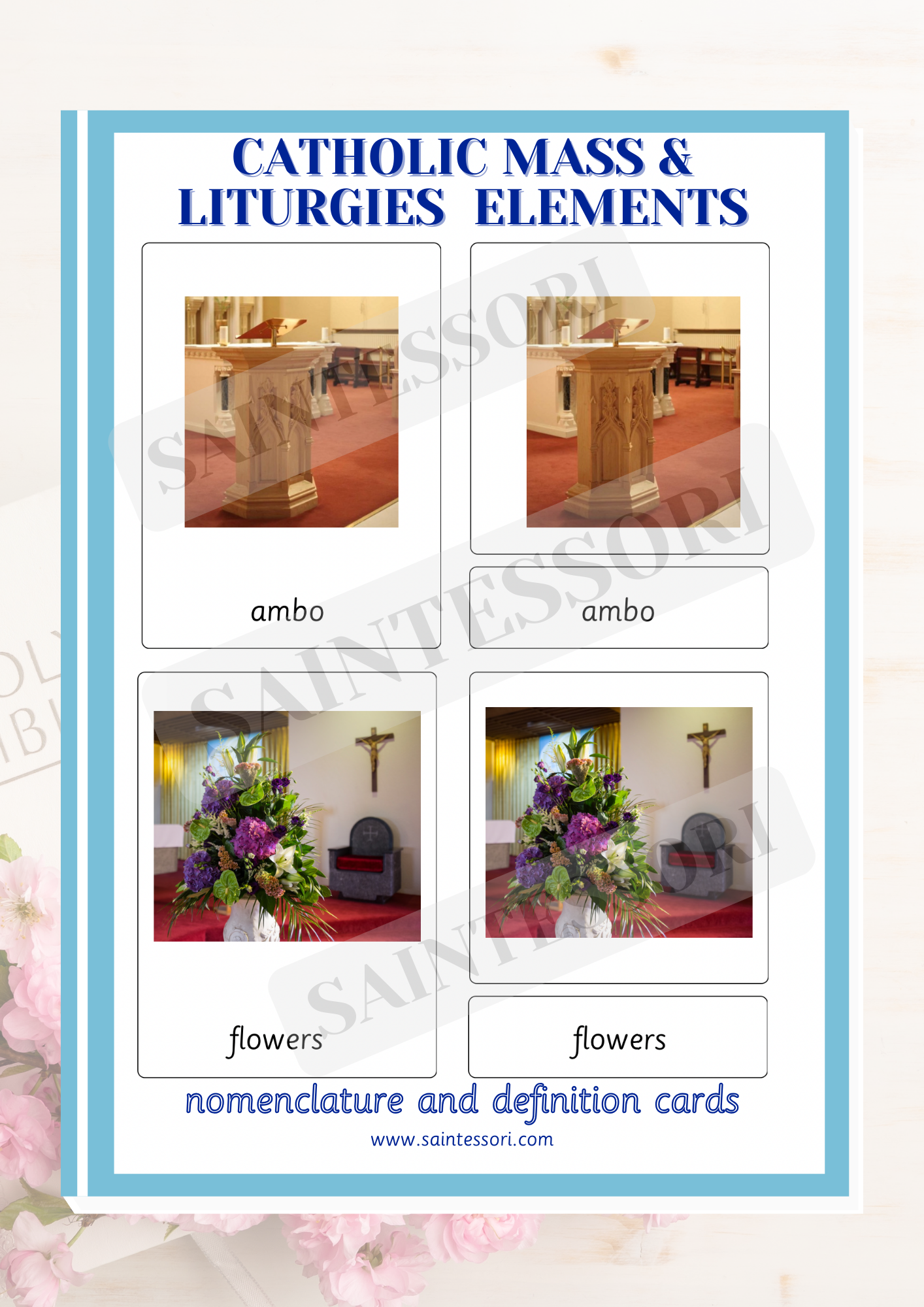 Catholic Mass And Liturgies Montessori Nomenclature Cards