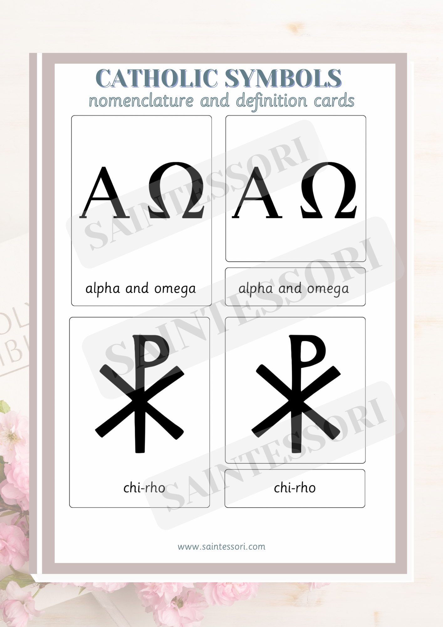 Catholic Faith Symbols Montessori Nomenclature Cards