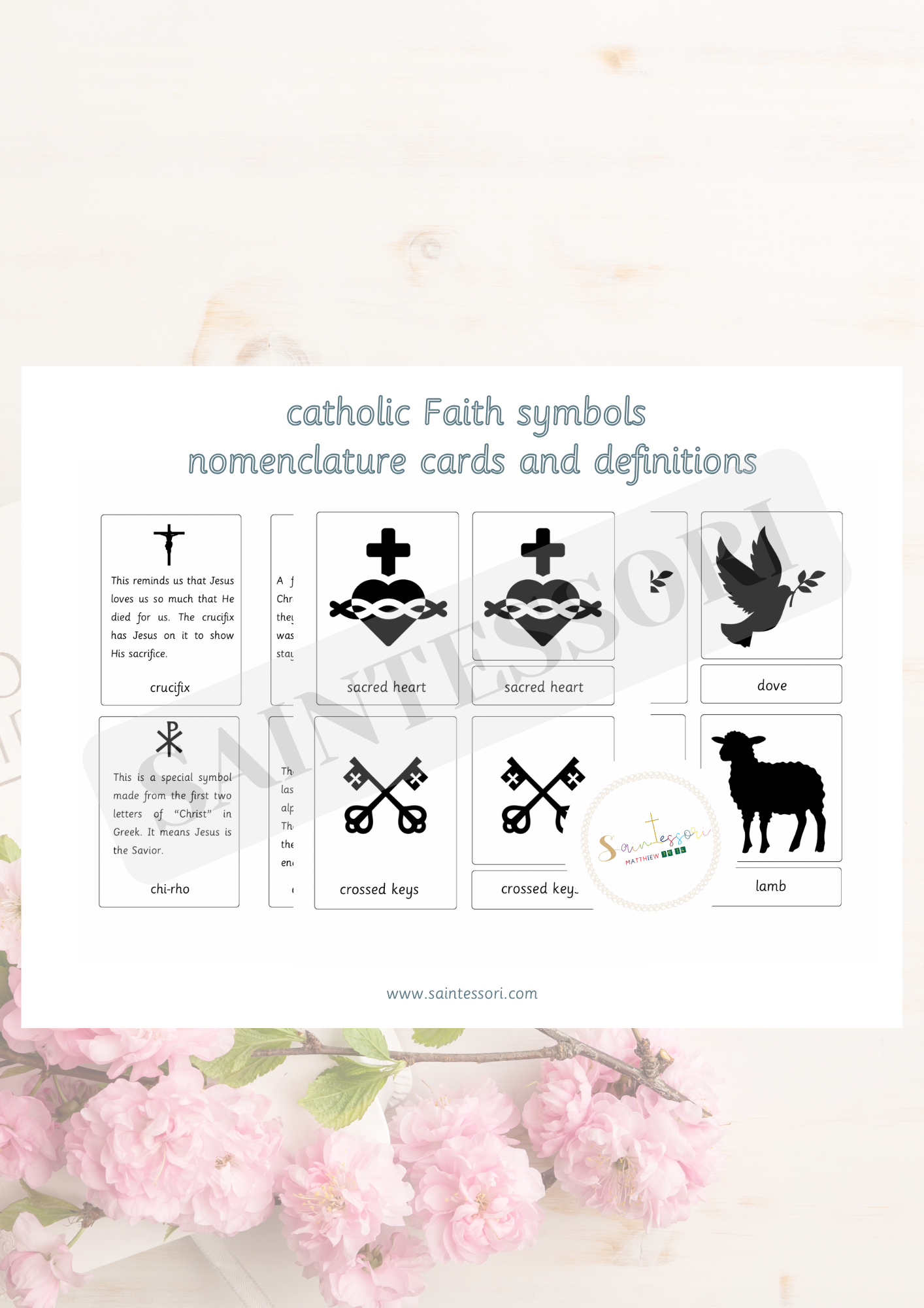 Catholic Faith Symbols Montessori Nomenclature Cards