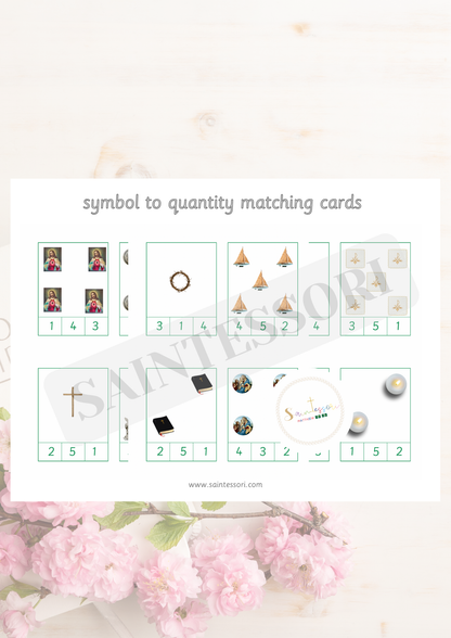 Catholic Faith Element Numeracy 1-5 Montessori Counting Clip Cards