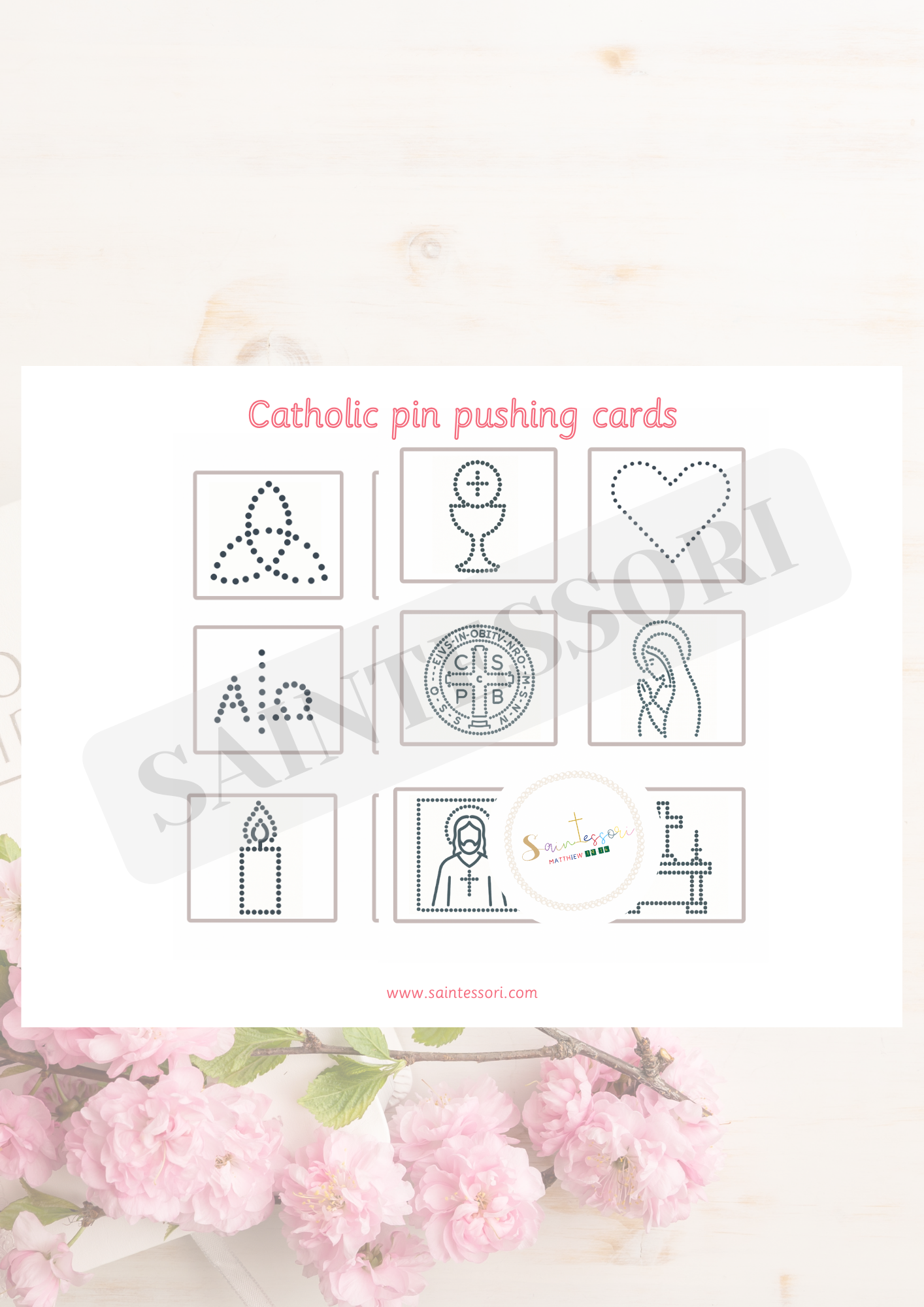 Catholic Montessori Push Pin Cards