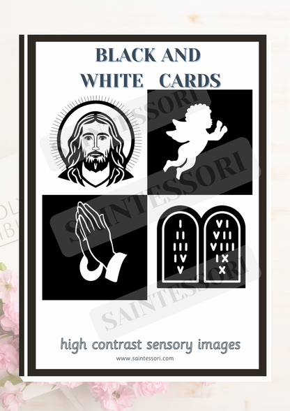 Catholic Black and White Newborn Montessori Cards