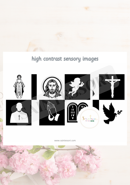 Catholic Black and White Newborn Montessori Cards