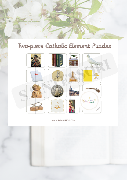 Two-Piece Catholic Faith Element Puzzles